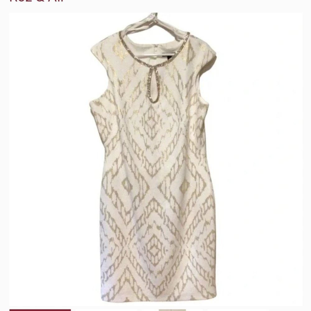 Roz & Ali White & Gold Dress